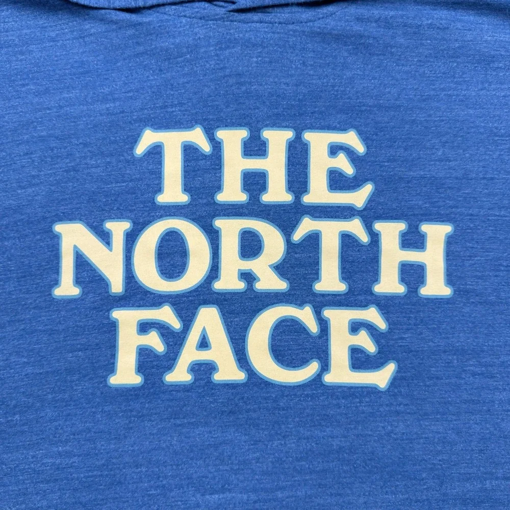 The North Face Hoodie Mens Large Blue Tri Blend Long Sleeve Graphic Logo